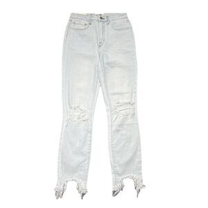 L'Agence High Line Skinny Jeans 25 (25x28) Fade Out Blue Distressed Womens NWT